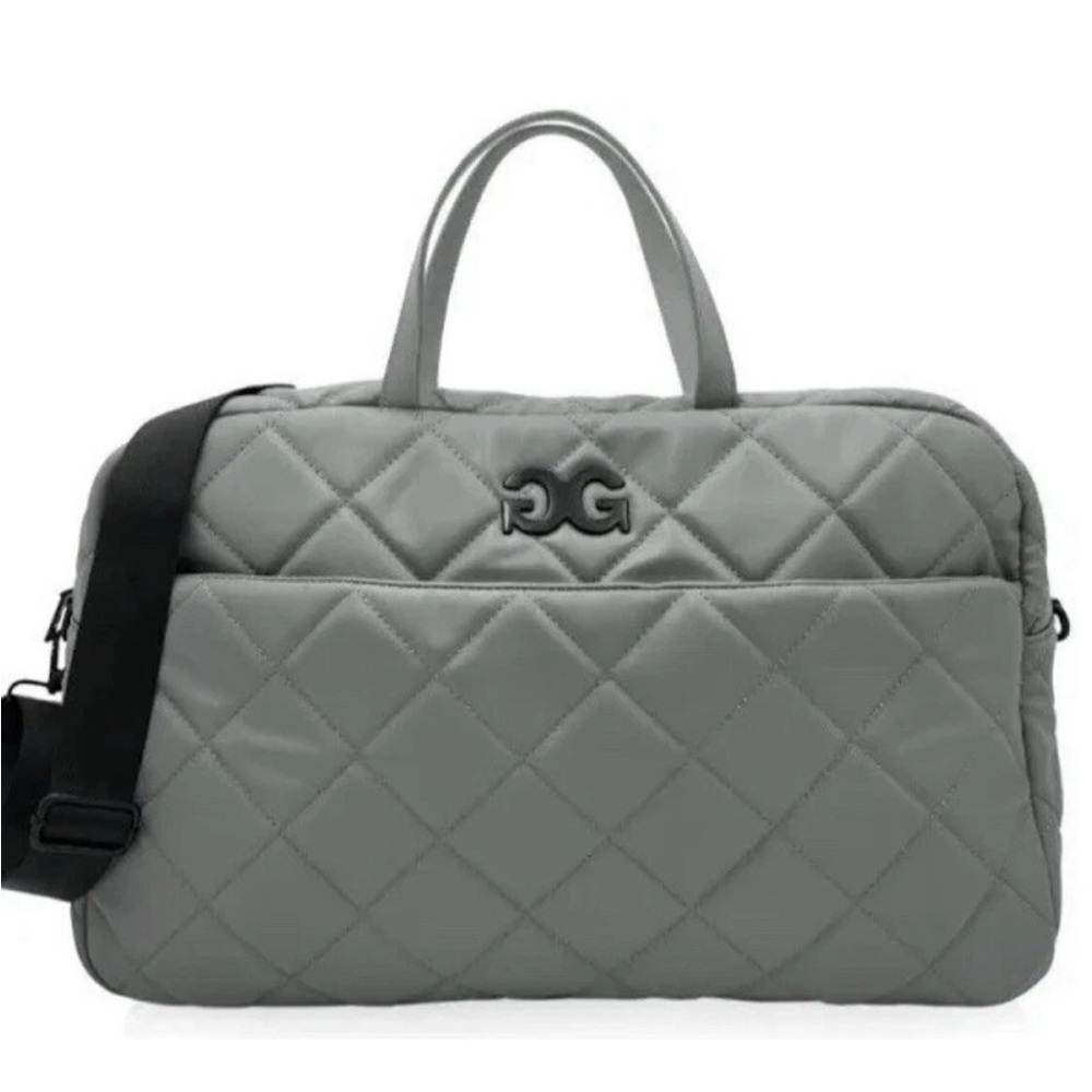 GILDA PARIS Large Grey Quilted Travel Crossbody Duffel Bag Gray Weekender